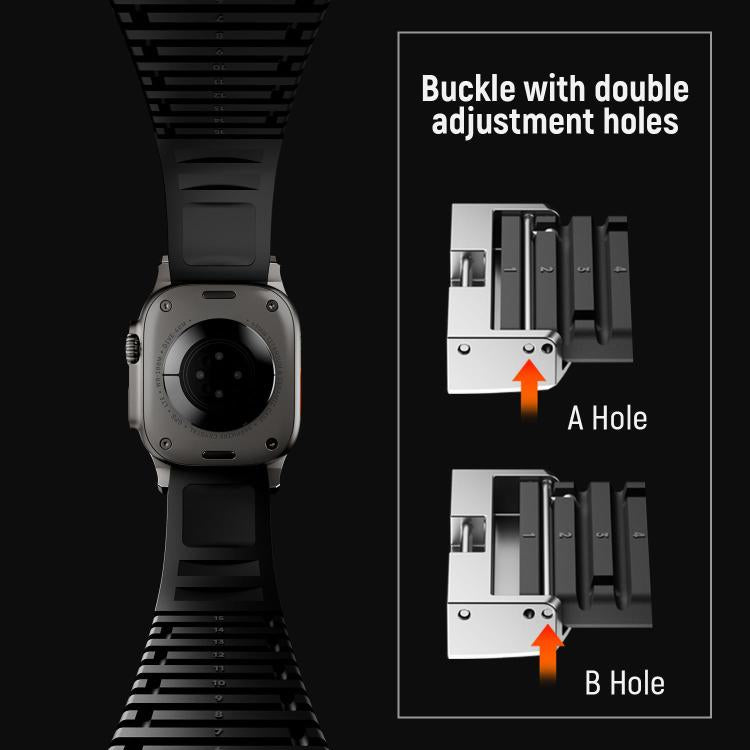 For Apple Watch 46mm / 49mm / 45mm / 44mm Knurled Texture Folding Buckle Silicone Watch Band(Titanium Red)