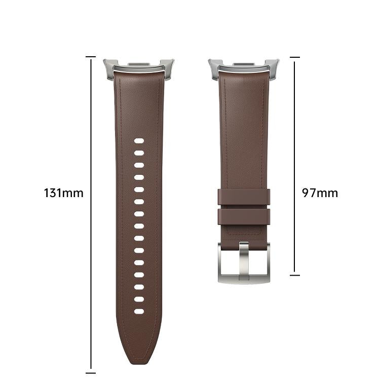 For Samsung Galaxy Watch8 / Watch8 Classic Metal Head Leather Skin Silicone Watch Band(Black)