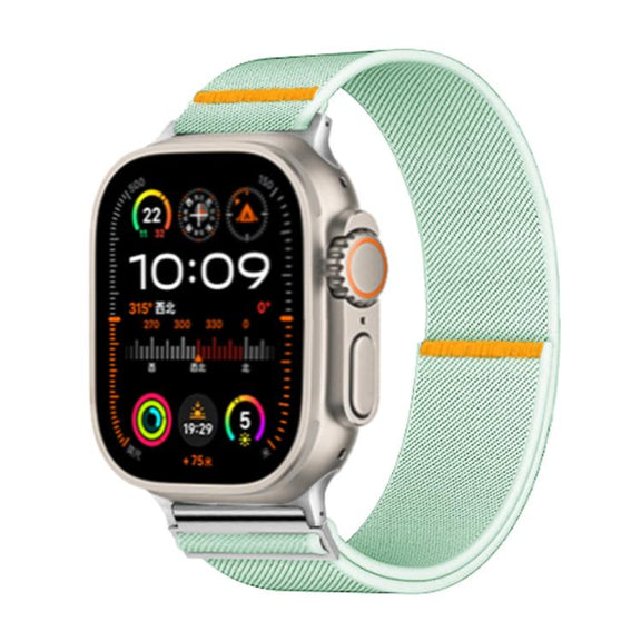 For Apple Watch 46mm / 49mm / 45mm / 44mm Adjustable Single Loop Elastic Nylon Watch Band(Mint Green)