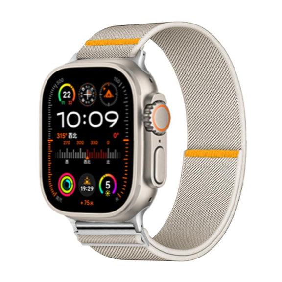 For Apple Watch 46mm / 49mm / 45mm / 44mm Adjustable Single Loop Elastic Nylon Watch Band(Starlight)