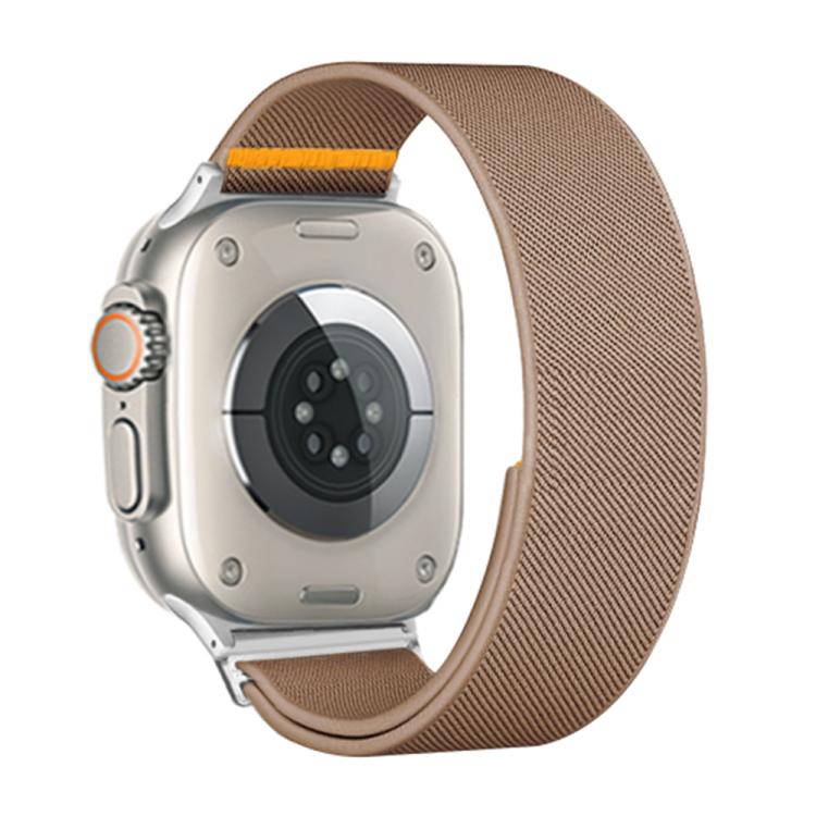 For Apple Watch 46mm / 49mm / 45mm / 44mm Adjustable Single Loop Elastic Nylon Watch Band(Milk Tea)