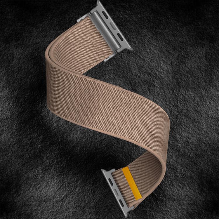 For Apple Watch 46mm / 49mm / 45mm / 44mm Adjustable Single Loop Elastic Nylon Watch Band(Milk Tea)