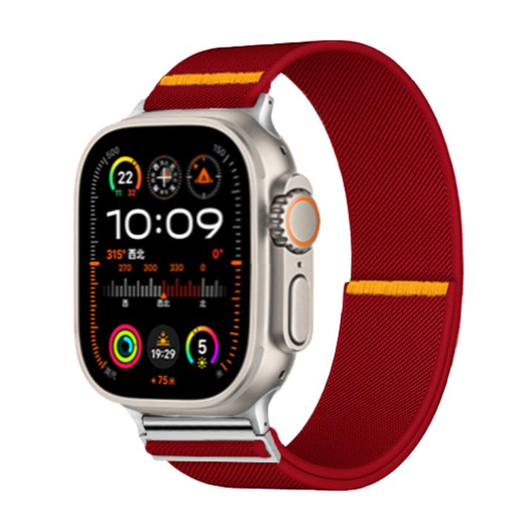 For Apple Watch 46mm / 49mm / 45mm / 44mm Adjustable Single Loop Elastic Nylon Watch Band(Red)