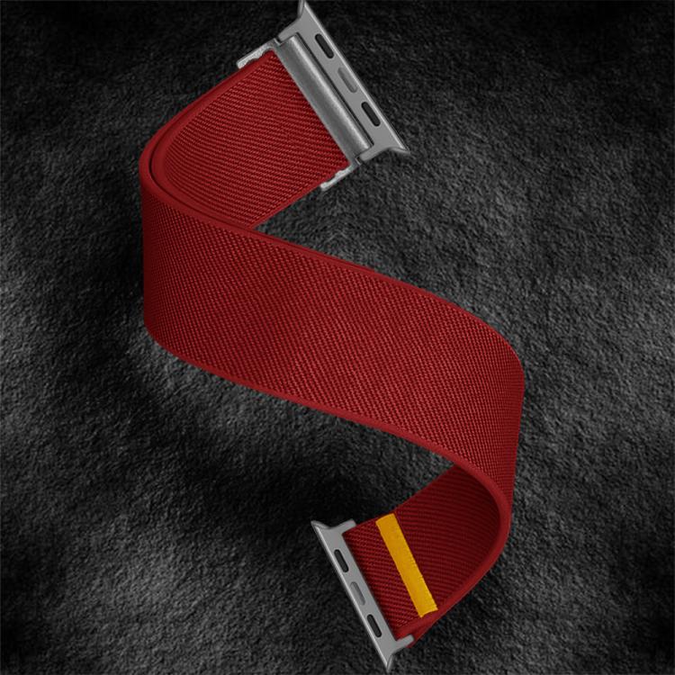 For Apple Watch 46mm / 49mm / 45mm / 44mm Adjustable Single Loop Elastic Nylon Watch Band(Red)