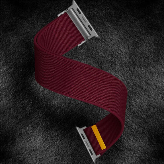 For Apple Watch 46mm / 49mm / 45mm / 44mm Adjustable Single Loop Elastic Nylon Watch Band(Burgundy)