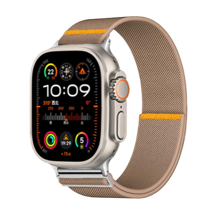 For Apple Watch 42mm / 41mm / 40mm / 38mm Adjustable Single Loop Elastic Nylon Watch Band(Milk Tea)