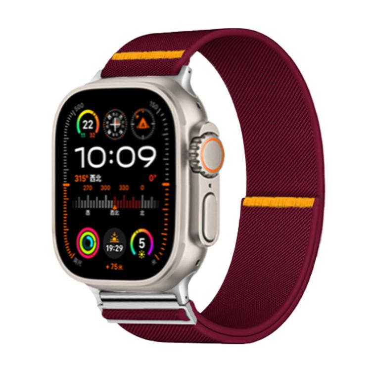 For Apple Watch 42mm / 41mm / 40mm / 38mm Adjustable Single Loop Elastic Nylon Watch Band(Burgundy)