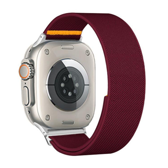 For Apple Watch 42mm / 41mm / 40mm / 38mm Adjustable Single Loop Elastic Nylon Watch Band(Burgundy)