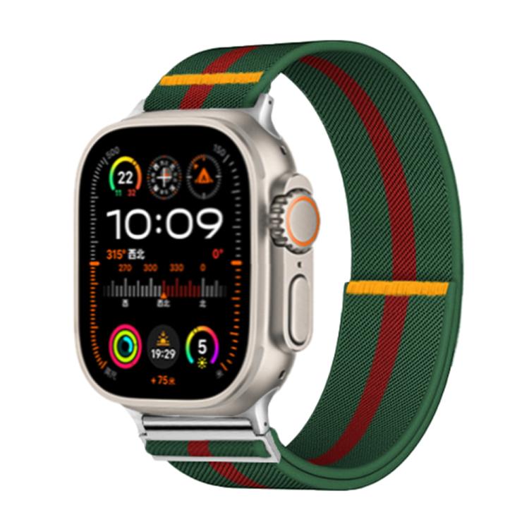 For Apple Watch 42mm / 41mm / 40mm / 38mm Adjustable Single Loop Elastic Nylon Watch Band(Green with Red)