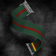 For Apple Watch 42mm / 41mm / 40mm / 38mm Adjustable Single Loop Elastic Nylon Watch Band(Green with Red)