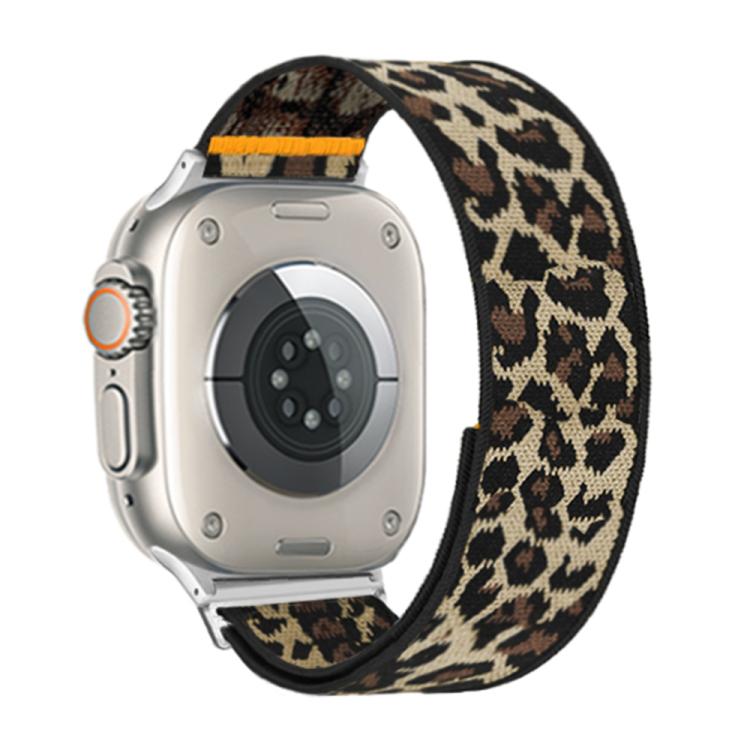 For Apple Watch 42mm / 41mm / 40mm / 38mm Adjustable Single Loop Elastic Nylon Watch Band(Leopard Print)