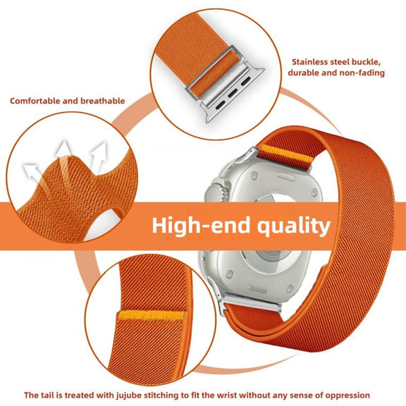 For Apple Watch 46mm / 49mm / 45mm / 44mm Adjustable Single Loop Elastic Nylon Watch Band(Starlight)