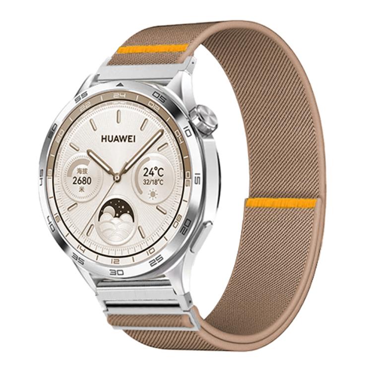 18mm Adjustable Single Loop Elastic Nylon Watch Band(Milk Tea)