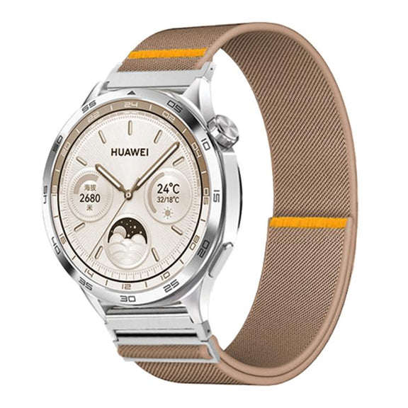 20mm Adjustable Single Loop Elastic Nylon Watch Band(Milk Tea)