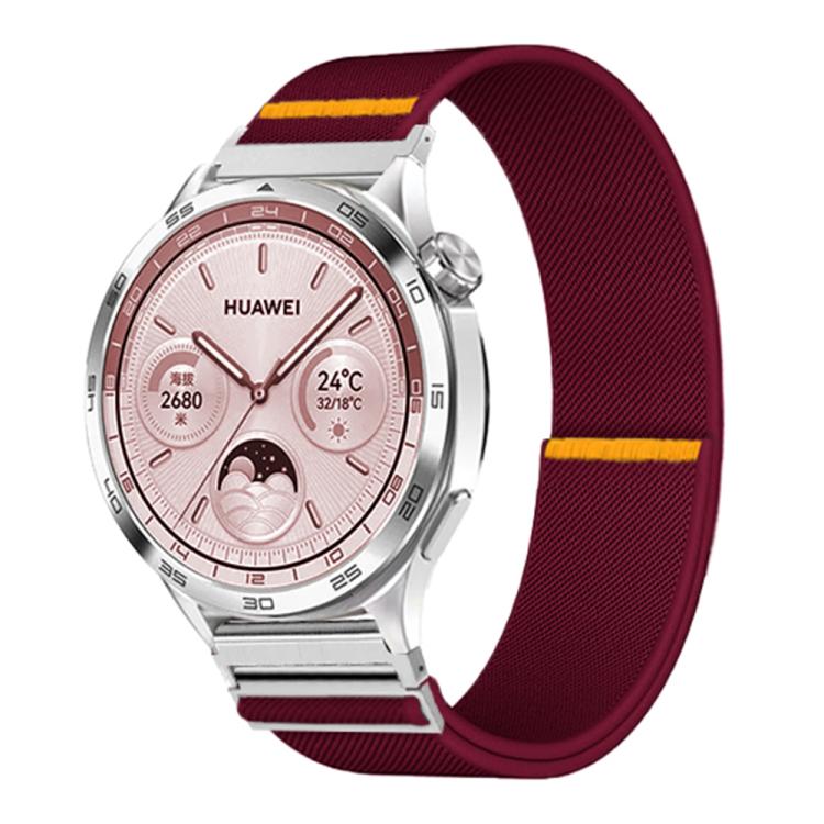 20mm Adjustable Single Loop Elastic Nylon Watch Band(Wine Red)