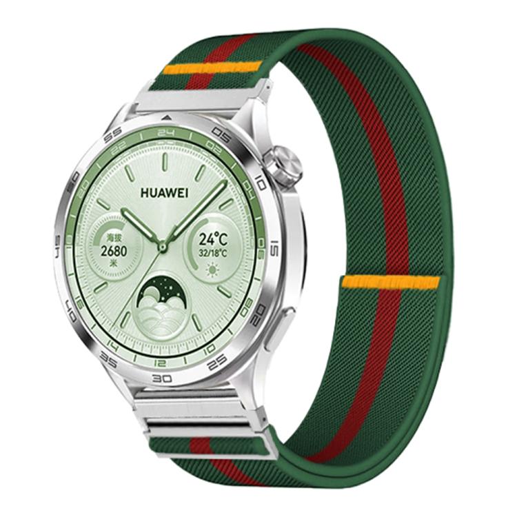 20mm Adjustable Single Loop Elastic Nylon Watch Band(Green Red)
