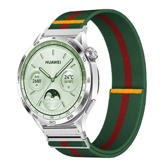 20mm Adjustable Single Loop Elastic Nylon Watch Band(Green Red)