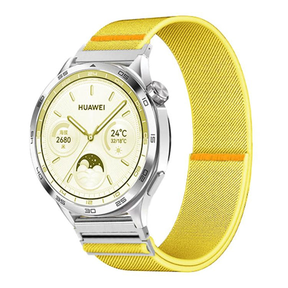 22mm Adjustable Single Loop Elastic Nylon Watch Band(Yellow)