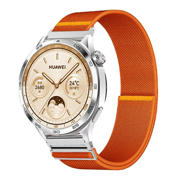 22mm Adjustable Single Loop Elastic Nylon Watch Band(Orange)