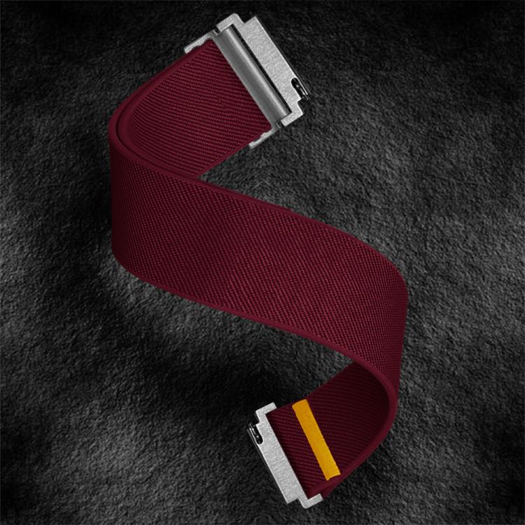22mm Adjustable Single Loop Elastic Nylon Watch Band(Wine Red)