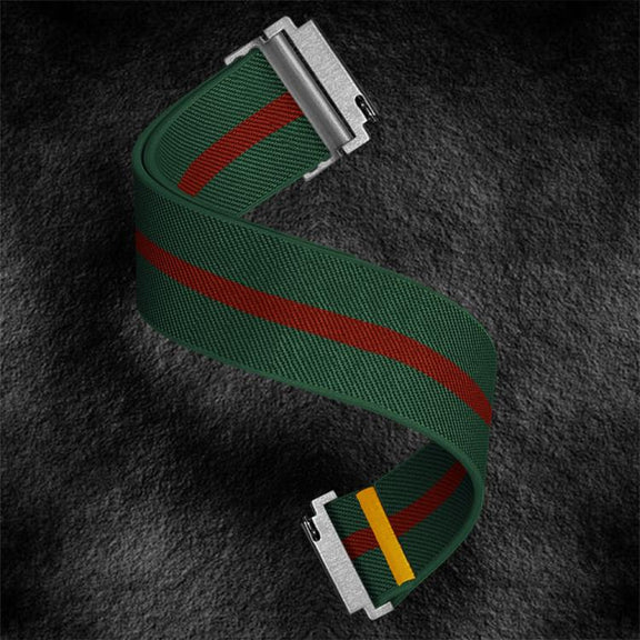 22mm Adjustable Single Loop Elastic Nylon Watch Band(Green Red)