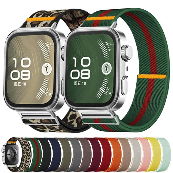 For Huawei Watch Fit3 / Fit4 / Fit4 Pro Adjustable Single Loop Elastic Nylon Watch Band(Gray)