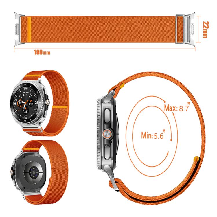 For Samsung Galaxy Watch8 / Watch8 Classic Adjustable Single Loop Elastic Nylon Watch Band(Orange)