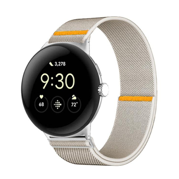 For Google Pixel Watch 3 45mm Adjustable Single Loop Elastic Nylon Watch Band(Starlight)