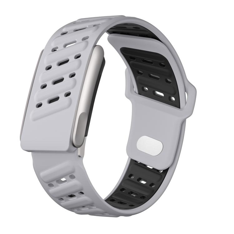 Reverse Buckle Sports Breathable Silicone Watch Band For WHOOP 5.0 Electrocardiogram(Light Gray Black)