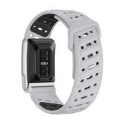 Reverse Buckle Sports Breathable Silicone Watch Band For WHOOP 5.0 Electrocardiogram(Light Gray Black)