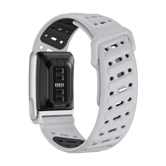 Reverse Buckle Sports Breathable Silicone Watch Band For WHOOP 5.0 Electrocardiogram(Light Gray Black)