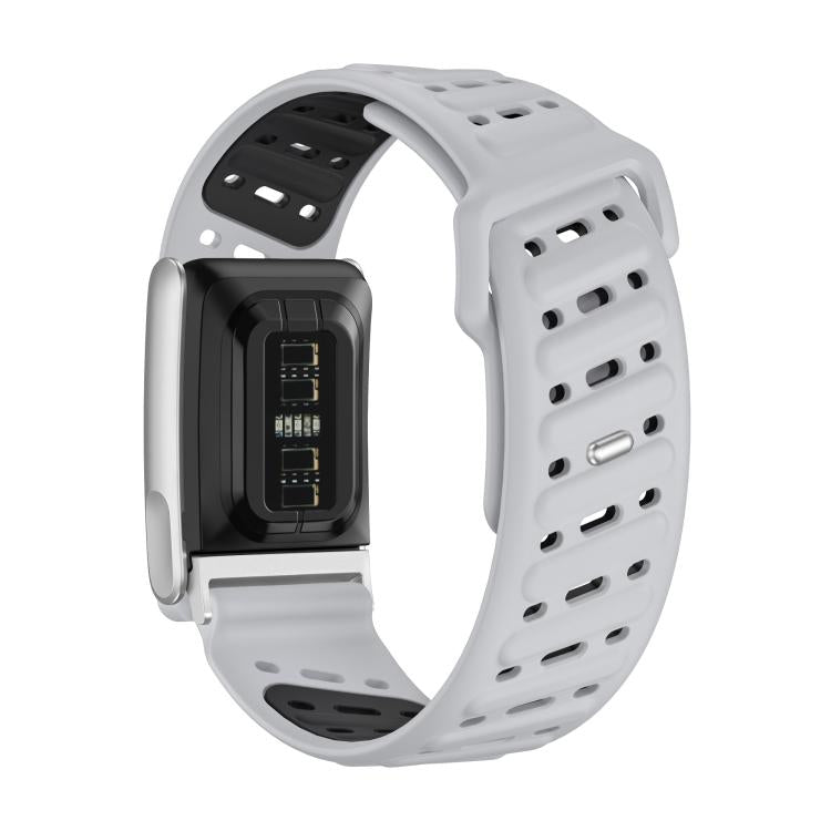 Reverse Buckle Sports Breathable Silicone Watch Band For WHOOP 5.0 Electrocardiogram(Light Gray Black)