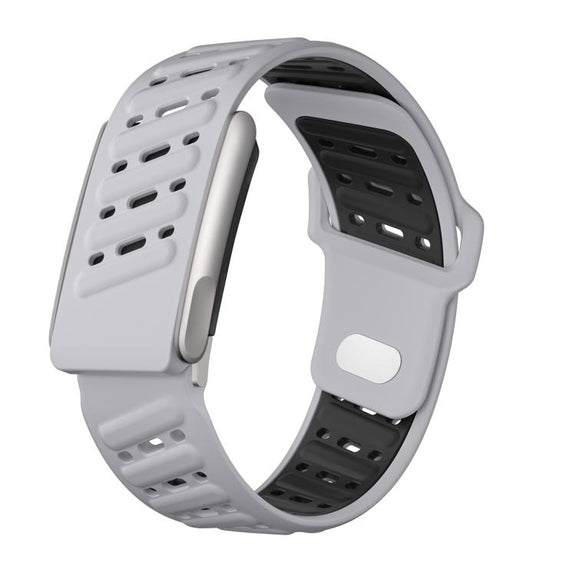 Reverse Buckle Sports Breathable Silicone Watch Band For WHOOP 5.0 Electrocardiogram(Light Gray Black)