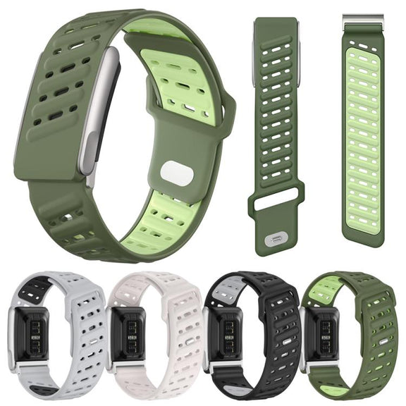 Reverse Buckle Sports Breathable Silicone Watch Band For WHOOP 5.0 Electrocardiogram(Light Gray Black)