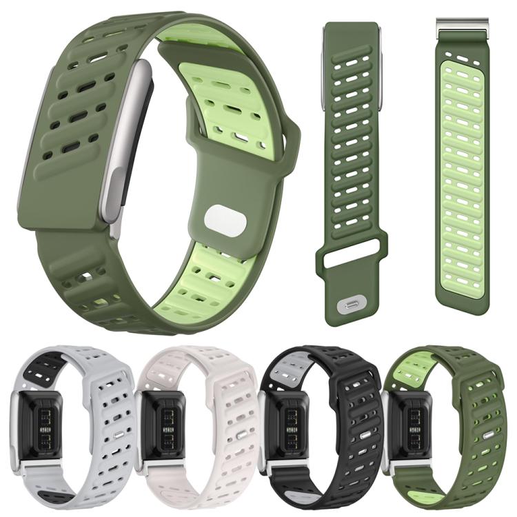 Reverse Buckle Sports Breathable Silicone Watch Band For WHOOP 5.0 Regular(Light Gray Black)