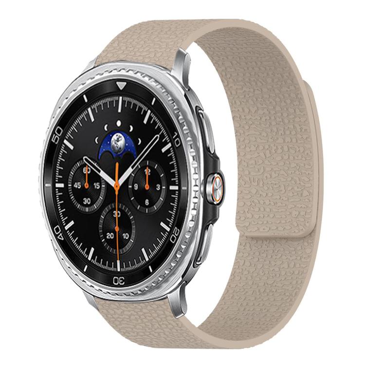 For Samsung Galaxy Watch8 / 8 Classic Lychee Texture Soft Magnetic Silicone Watch Band(Stone Color)