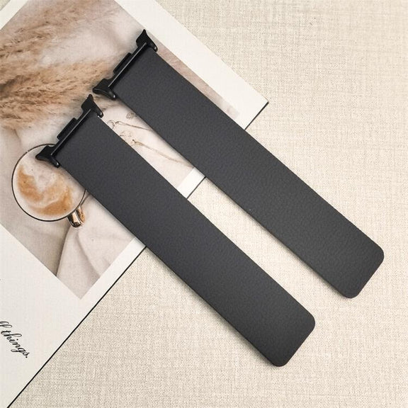 For Samsung Galaxy Watch Ultra 47mm / Ultra 2025 Lychee Texture Soft Magnetic Silicone Watch Band(Gray)