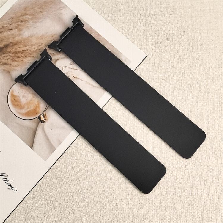 For Samsung Galaxy Watch Ultra 47mm / Ultra 2025 Lychee Texture Soft Magnetic Silicone Watch Band(Black)