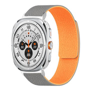 For Samsung Galaxy Watch Ultra 47mm / Ultra 2025 Lychee Texture Soft Magnetic Silicone Watch Band(Gray Orange)