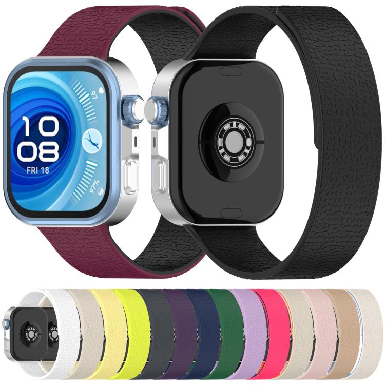 For Huawei Watch Fit4 / Fit4 Pro / Fit3 Lychee Texture Soft Magnetic Silicone Watch Band(Starlight)