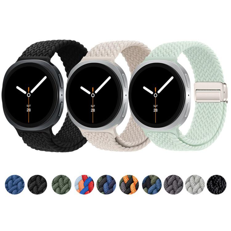 For Samsung Galaxy Watch8 / Watch8 Classic Loop Magnetic Buckle Braided Nylon Watch Band(Reddish Cherry)