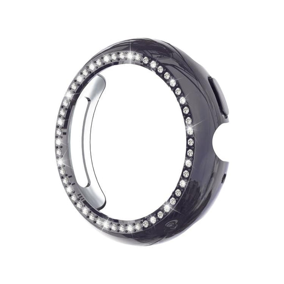 For Google Pixel Watch4 41mm Single Row Diamond Hollow PC Watch Protective Cover(Gun Metal)