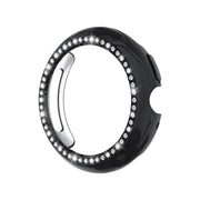 For Google Pixel Watch4 45mm Single Row Diamond Hollow PC Watch Protective Cover(Black)
