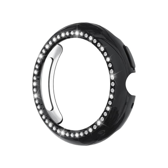 For Google Pixel Watch4 45mm Single Row Diamond Hollow PC Watch Protective Cover(Black)