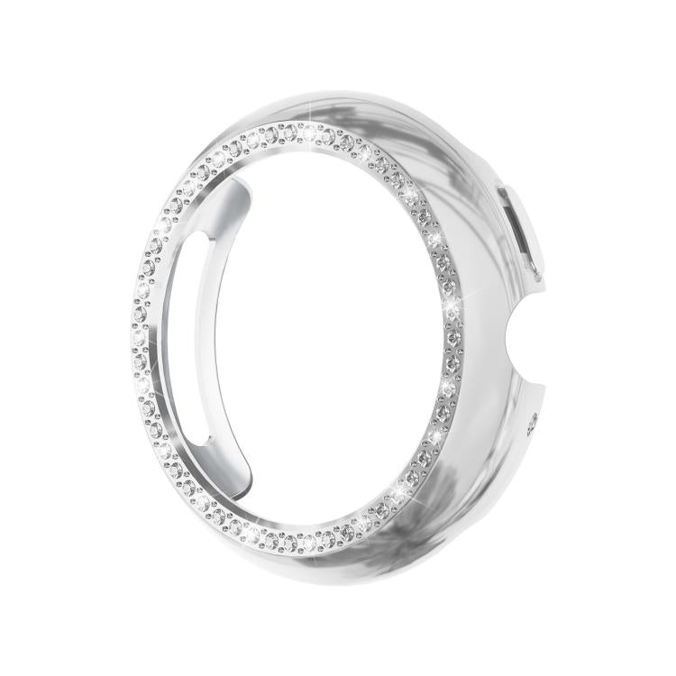For Google Pixel Watch4 45mm Single Row Diamond Hollow PC Watch Protective Cover(Silver)
