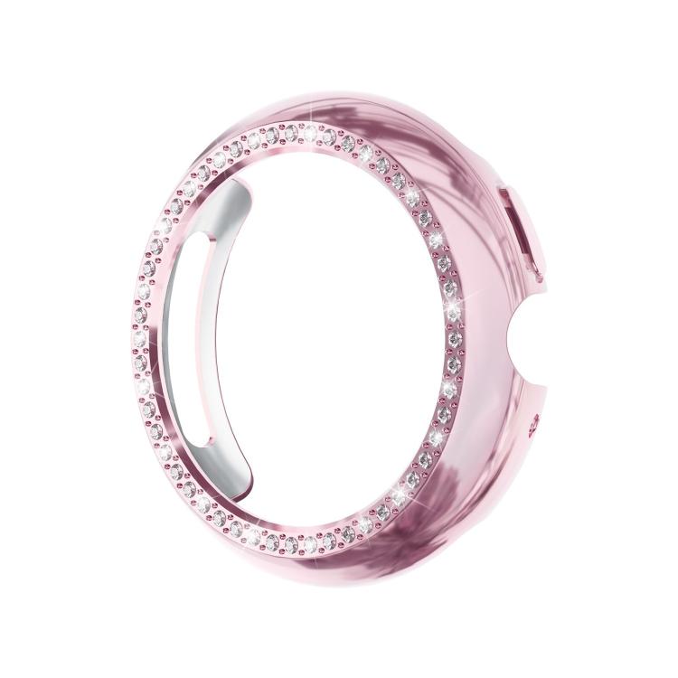 For Google Pixel Watch4 45mm Single Row Diamond Hollow PC Watch Protective Cover(Pink)