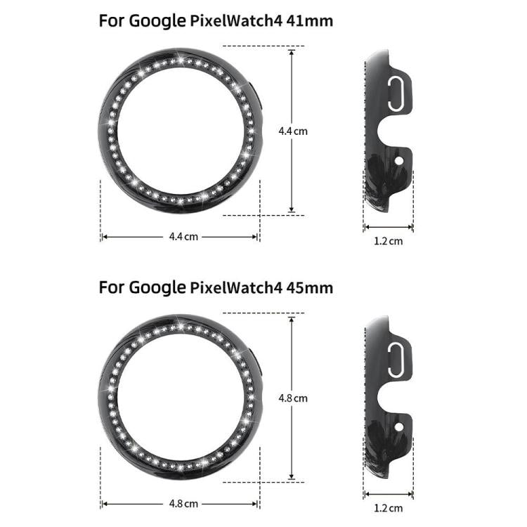 For Google Pixel Watch4 45mm Single Row Diamond Hollow PC Watch Protective Cover(Pink)