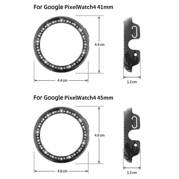 For Google Pixel Watch4 45mm Single Row Diamond Hollow PC Watch Protective Cover(Black)