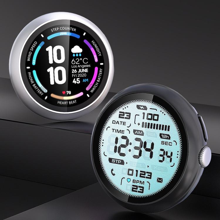 For Google Pixel Watch4 45mm Tempered Film Integrated PC Watch Protective Cover(Black)