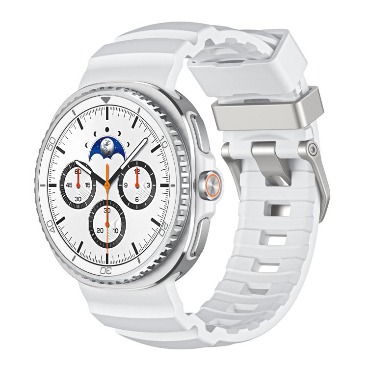 For Samsung Galaxy Watch8 / Watch8 Classic Silver Buckle Silicone Watch Band(White)
